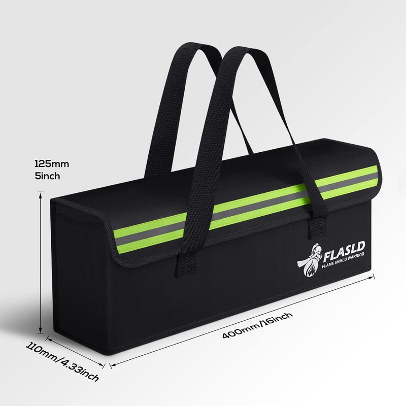 FLASLD 2-Pack E-Bike Battery Bag Fireproof Safe Charging Bag Explosionproof Lipo Battery Bag Large Capatity for Storage Charging (16 x 4.3 x 5in) - Image 3